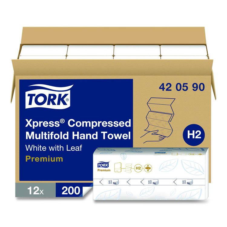Xpress Compressed Multifold Hand Towels, 1-Ply, 8.3 x 9.45, White, 200/Pack, 12 Packs/Carton
