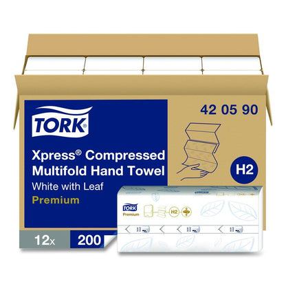 Xpress Compressed Multifold Hand Towels, 1-Ply, 8.3 x 9.45, White, 200/Pack, 12 Packs/Carton