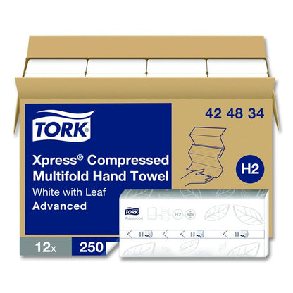 Xpress Compressed Multifold Hand Towels, 1-Ply, 8.3 x 9.25, White, 250/Pack, 12 Packs/Carton