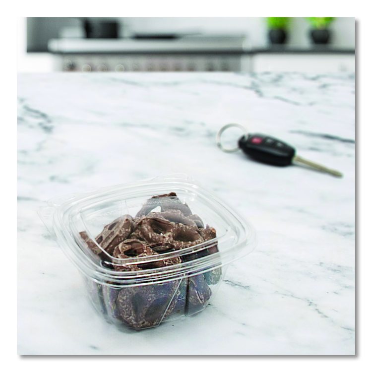 ClearPac SafeSeal Tamper-Resistant/Evident Containers, Flat Lid, 4 oz, 3.72 x 4.2 x 1.41, Clear, 100/Pack, 4 Packs/Carton