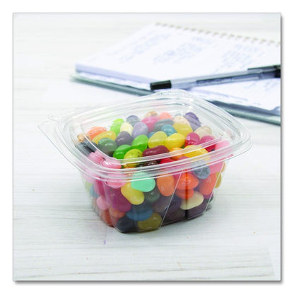 ClearPac SafeSeal Tamper-Resistant/Evident Containers, Flat Lid, 4 oz, 3.72 x 4.2 x 1.41, Clear, 100/Pack, 4 Packs/Carton