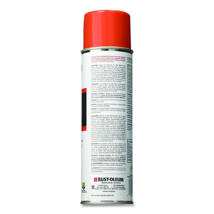 Industrial Choice Precision Line Marking Paint, Flat/Matte Orange, 20 oz Aerosol Can, 12/Carton
