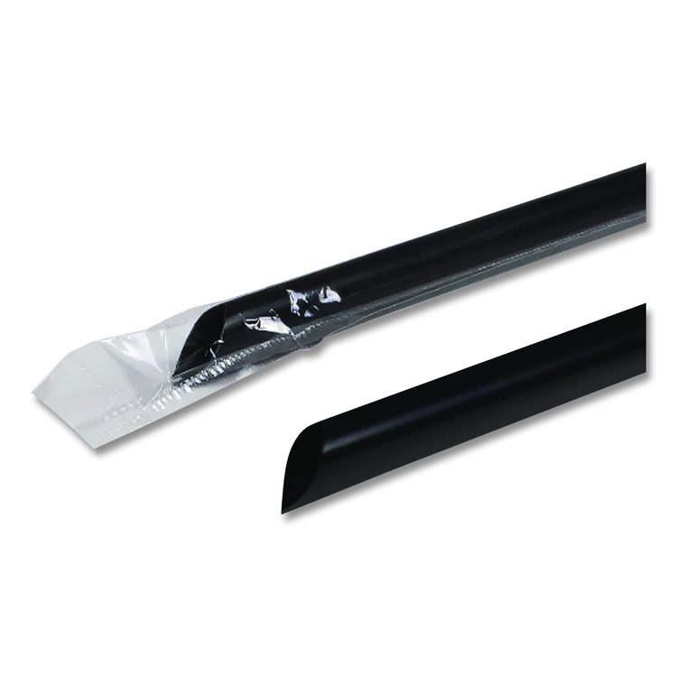 Jumbo Straws, 9", Plastic, Black, 2,000/Carton