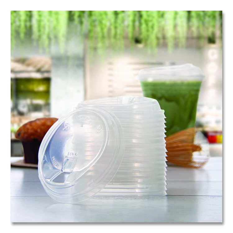 Prima Strawless Plastic Lids, Fits 12 oz to 26 oz Cold Cups, Clear, 100/Sleeve, 10 Sleeves/Carton