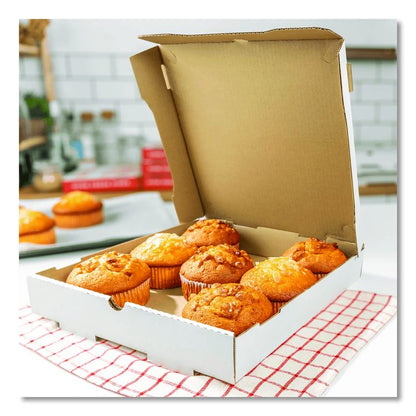 Corrugated Pizza Boxes, 12 x 12 x 1.97, White/Brown, 50/Carton