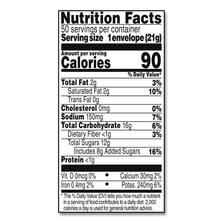 Hot Cocoa Mix, Regular, 0.73 oz. Packets, 50 Packets/Box
