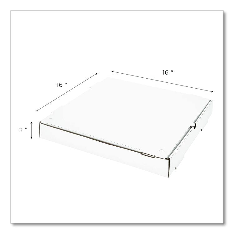 Corrugated Pizza Boxes, 16 x 16 x 1.97, White/Brown, 50/Carton