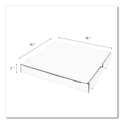 Corrugated Pizza Boxes, 16 x 16 x 1.97, White/Brown, 50/Carton