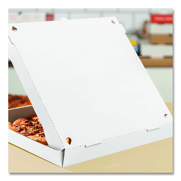 Corrugated Pizza Boxes, 16 x 16 x 1.97, White/Brown, 50/Carton
