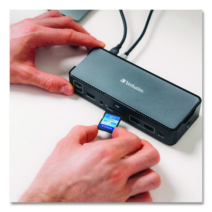 USB-C Pro Docking Station 15-in-1, Audio/DisplayPort/HDMI/Micro SD/RJ45/SD/USB-A/USB-C, Gray