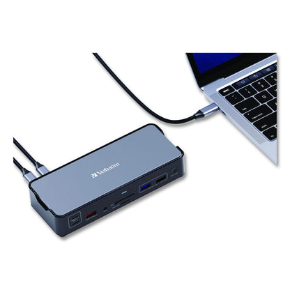 USB-C Pro Docking Station 15-in-1, Audio/DisplayPort/HDMI/Micro SD/RJ45/SD/USB-A/USB-C, Gray