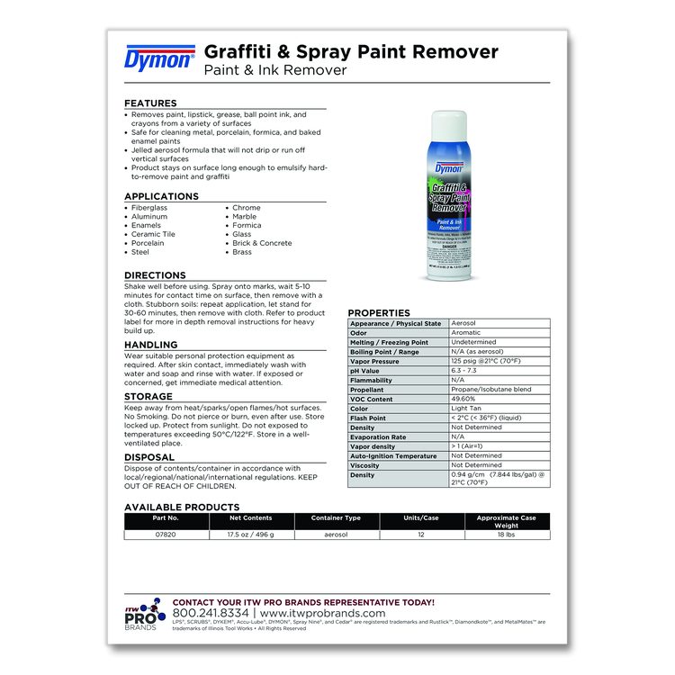 Graffiti/Paint Remover, Jelled Formula, 17.5 oz Aerosol Spray