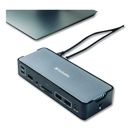 USB-C Pro Docking Station 15-in-1, Audio/DisplayPort/HDMI/Micro SD/RJ45/SD/USB-A/USB-C, Gray