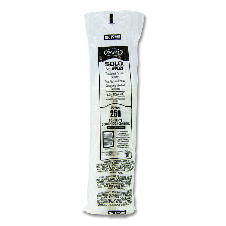 Portion Containers, 2.5 oz, Plastic, Translucent, 2,500/Carton