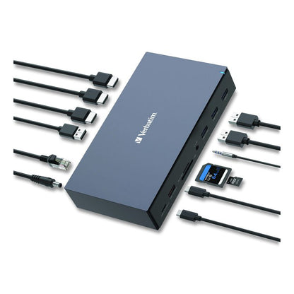 USB-C Pro Docking Station 17-in-1, Audio/DisplayPort/HDMI/Micro SD/RJ45/SD/USB-A/USB-C, Gray