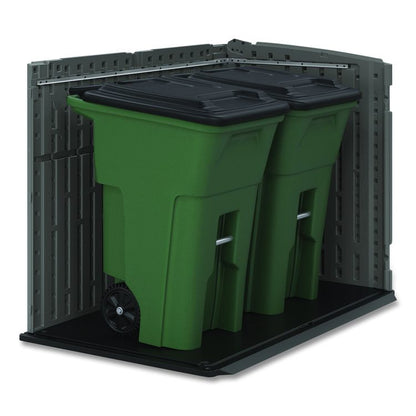 Stow-Away Horizontal Shed, 70 cu ft, 5 ft 10.5" x 3 ft 8.25" x 4 ft 4", Peppercorn/Passive/Black