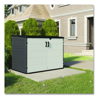 Stow-Away Horizontal Shed, 70 cu ft, 5 ft 10.5" x 3 ft 8.25" x 4 ft 4", Peppercorn/Passive/Black