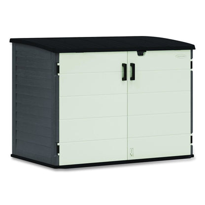 Stow-Away Horizontal Shed, 70 cu ft, 5 ft 10.5" x 3 ft 8.25" x 4 ft 4", Peppercorn/Passive/Black