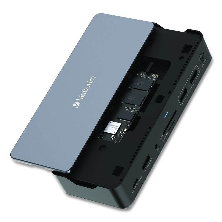 USB-C Pro Docking Station 15-in-1 SSD Enclosure, Audio/DisplayPort/HDMI/Micro SD/NVMe/RJ45/SD/USB-A/USB-C/SATA, Gray