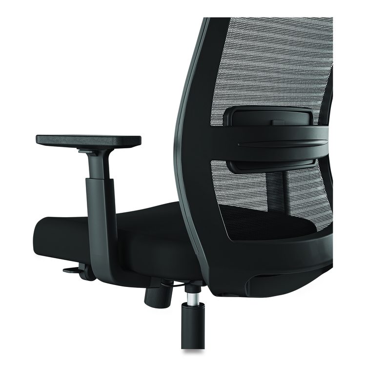 Alera Ashdale Ergonomic Fabric Swivel Task Chair, Supports 275 lb, 18.15 to 21.89 Seat Height, Black Seat/Back, Silver Base