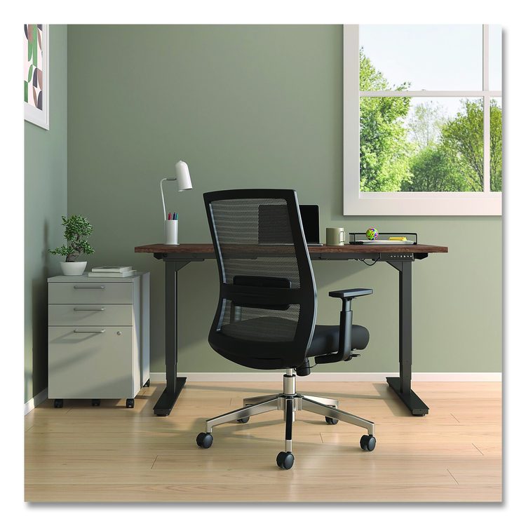 Alera Ashdale Ergonomic Fabric Swivel Task Chair, Supports 275 lb, 18.15 to 21.89 Seat Height, Black Seat/Back, Silver Base