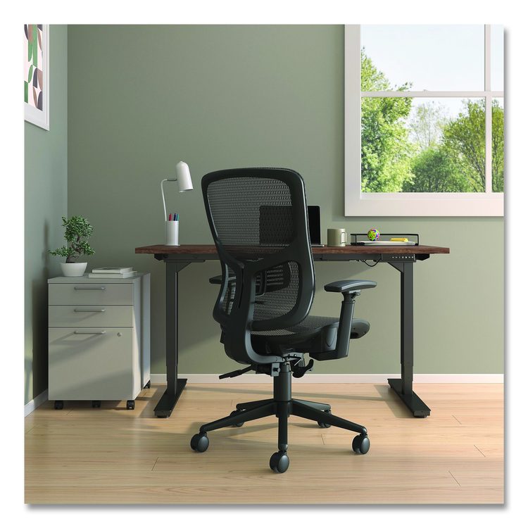 Alera Hollins Ergonomic Mesh Swivel Task Chair, Supports Up to 275lb, 18.57 to 22.54 Seat Height, Black Seat/Back, Black Base