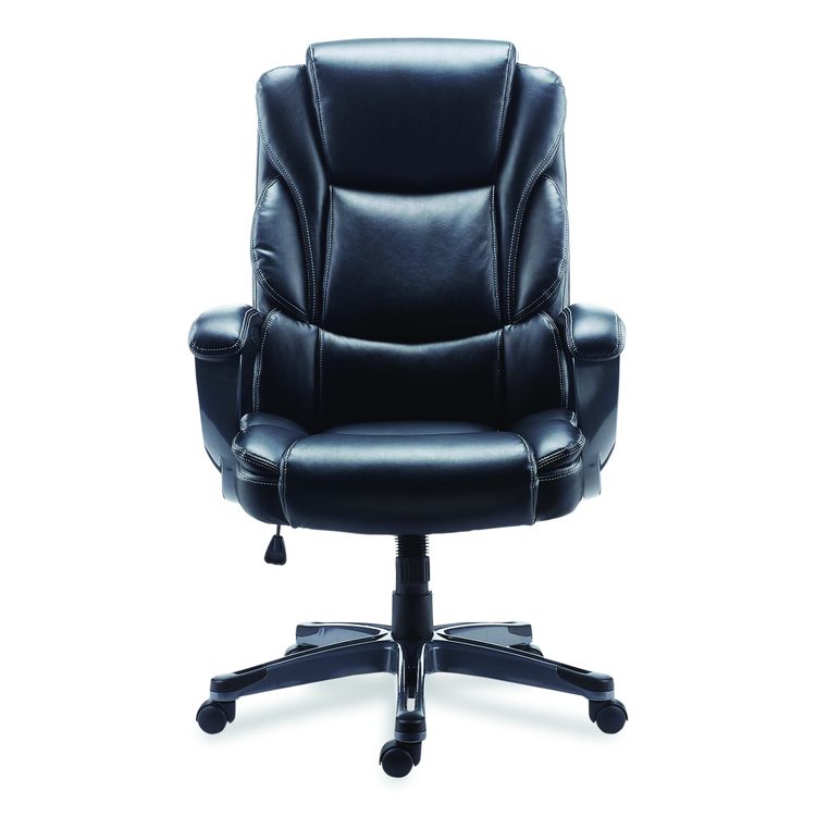 Alera Kirkdale Bonded Leather Manager Chair, Supports Up to 275 lb, 16.18 to 22.76 Seat Height, Black Seat/Back, Black Base