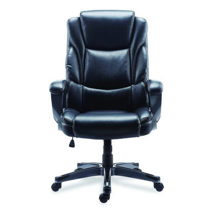 Alera Kirkdale Bonded Leather Manager Chair, Supports Up to 275 lb, 16.18 to 22.76 Seat Height, Black Seat/Back, Black Base