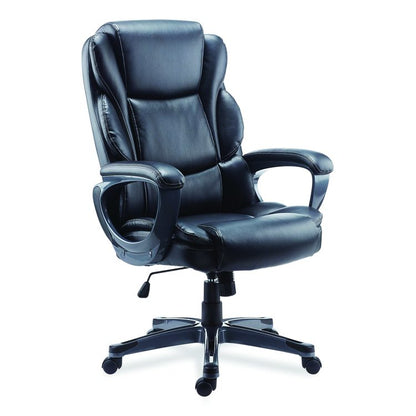 Alera Kirkdale Bonded Leather Manager Chair, Supports Up to 275 lb, 16.18 to 22.76 Seat Height, Black Seat/Back, Black Base