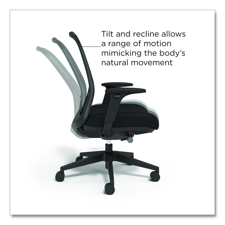 Alera Kempton Ergonomic Fabric Mesh Swivel Task Chair, Supports Up to 275lb, 18.31 to 22.17 Seat Height, Black Seat/Back/Base