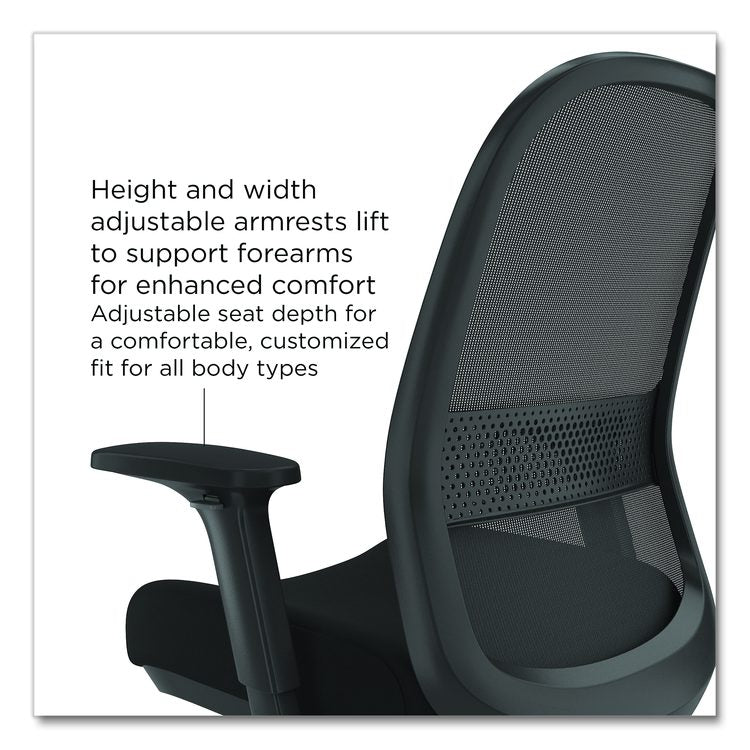 Alera Kempton Ergonomic Fabric Mesh Swivel Task Chair, Supports Up to 275lb, 18.31 to 22.17 Seat Height, Black Seat/Back/Base