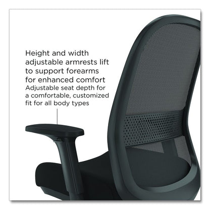 Alera Kempton Ergonomic Fabric Mesh Swivel Task Chair, Supports Up to 275lb, 18.31 to 22.17 Seat Height, Black Seat/Back/Base