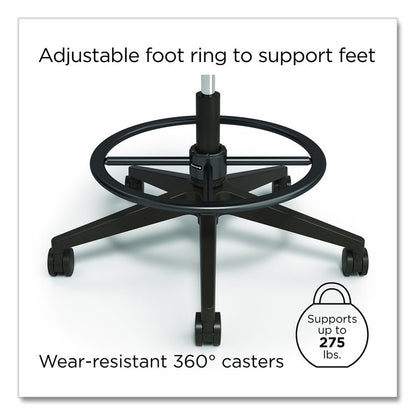 Alera Kempton Fabric Mesh Task Stool, Supports Up to 275 lb, 26.57 to 33.62 Seat Height, Black Seat, Black Back, Black Base