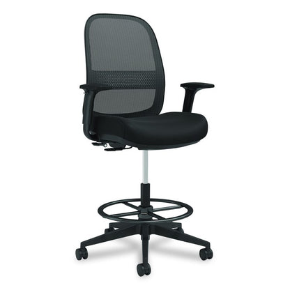 Alera Kempton Fabric Mesh Task Stool, Supports Up to 275 lb, 26.57 to 33.62 Seat Height, Black Seat, Black Back, Black Base