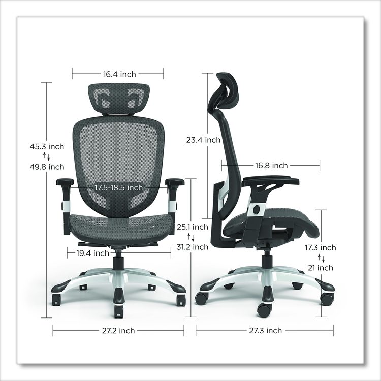 Alera Minerva Ergonomic Mesh Swivel Task Chair, Support Up to 275lb, 17.24 to 20.98 Seat Height, Black Seat/Back, Silver Base