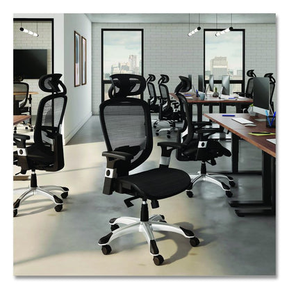 Alera Minerva Ergonomic Mesh Swivel Task Chair, Support Up to 275lb, 17.24 to 20.98 Seat Height, Black Seat/Back, Silver Base