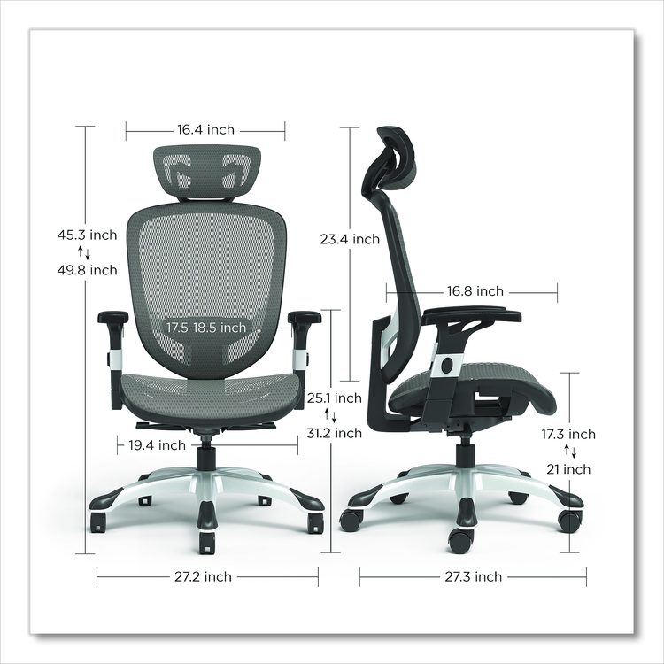 Alera Minerva Ergonomic Mesh Swivel Task Chair, Supports Up to 275lb, 17.24 to 20.98 Seat Height, Gray Seat/Back, Silver Base
