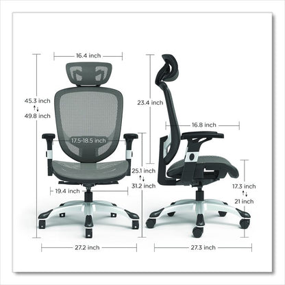 Alera Minerva Ergonomic Mesh Swivel Task Chair, Supports Up to 275lb, 17.24 to 20.98 Seat Height, Gray Seat/Back, Silver Base