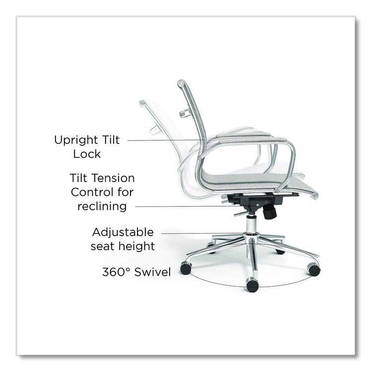 Alera Siskin Fabric Managers Chair, Supports Up to 275 lb, 16.93 to 20.67 Seat Height, Gray Seat, Gray Back, Chrome Base