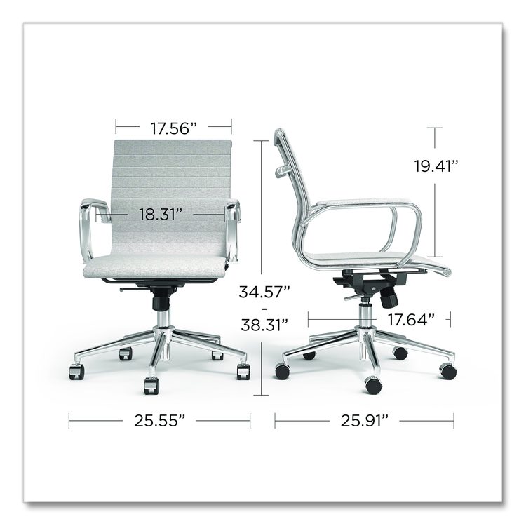 Alera Siskin Fabric Managers Chair, Supports Up to 275 lb, 16.93 to 20.67 Seat Height, Gray Seat, Gray Back, Chrome Base