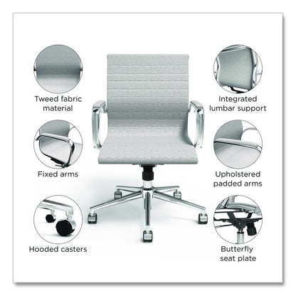 Alera Siskin Fabric Managers Chair, Supports Up to 275 lb, 16.93 to 20.67 Seat Height, Gray Seat, Gray Back, Chrome Base