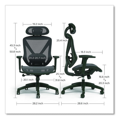 Alera Taunton Ergonomic Mesh Swivel Task Chair, Supports Up to 275lb, 17.44 to 20.98 Seat Height, Black Seat/Back, Black Base