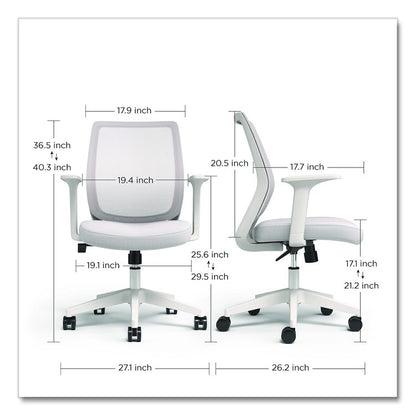 Alera Wessex Ergonomic Fabric Mesh Swivel Task Chair, Supports 275 lb, 17.09 to 20.83 Seat Height, Gray Seat/Back, White Base
