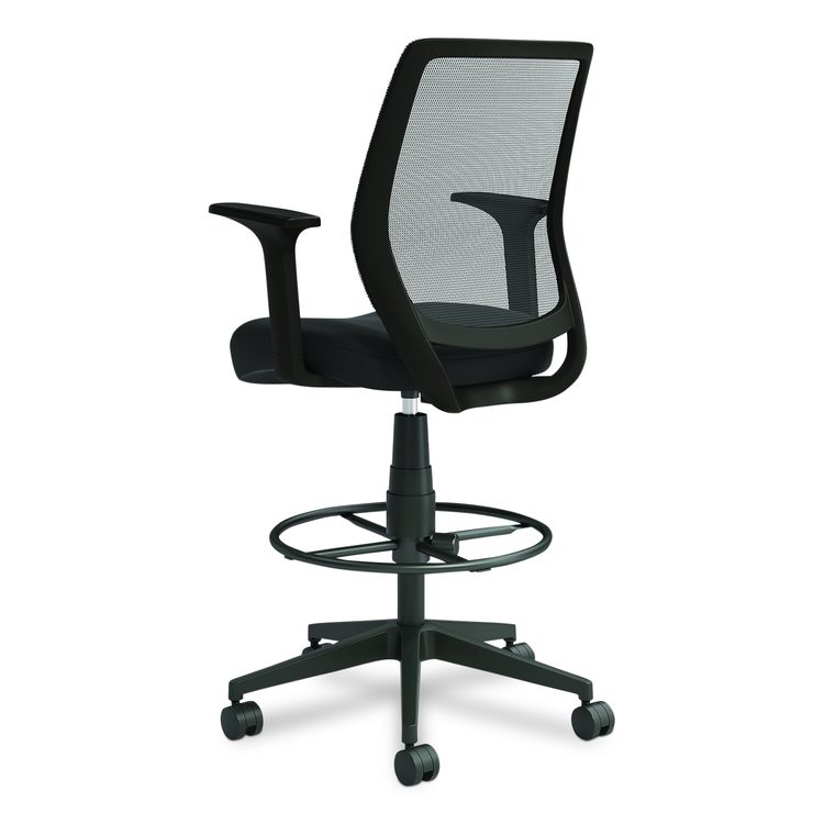 Alera Wessex Drafting Stool, Mesh Back, Supports Up to 275 lb, 27.95 to 33.66 Seat Height, Black Seat, Black Back, Black Base
