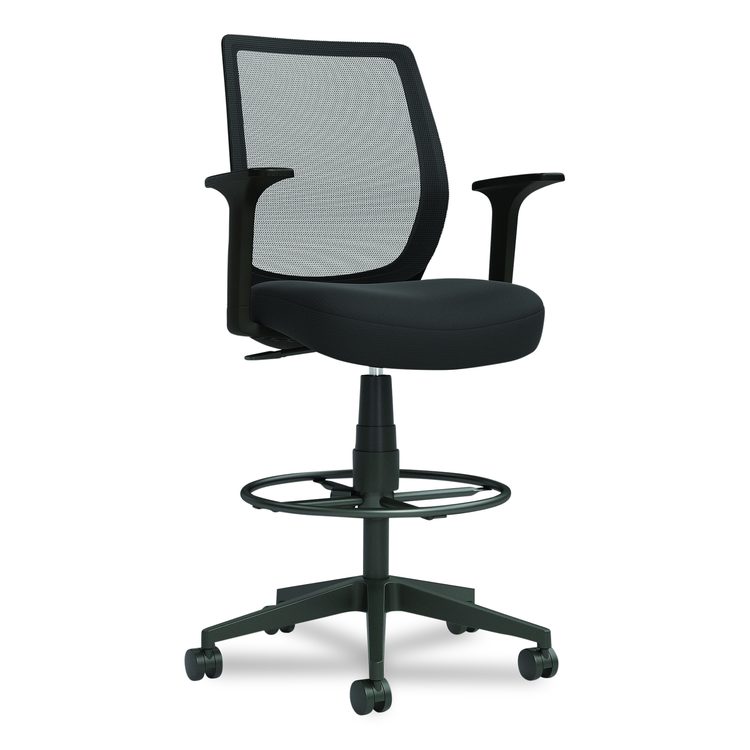 Alera Wessex Drafting Stool, Mesh Back, Supports Up to 275 lb, 27.95 to 33.66 Seat Height, Black Seat, Black Back, Black Base
