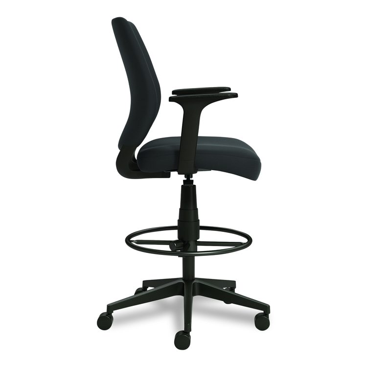 Alera Wessex Drafting Stool, Fabric, Supports Up to 275 lb, 27.95 to 33.66 Seat Height, Black Seat, Black Back, Black Base