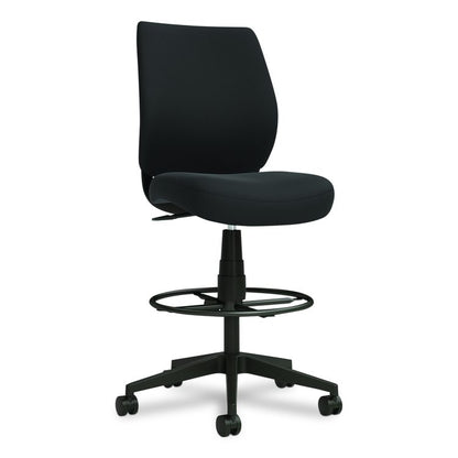 Alera Wessex Drafting Stool, Fabric, Supports Up to 275 lb, 27.95 to 33.66 Seat Height, Black Seat, Black Back, Black Base