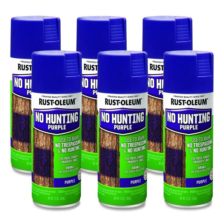 Specialty No Hunting Purple Spray Paint, Flat No Hunting Purple, 12 oz Aerosol Can, 6/Carton