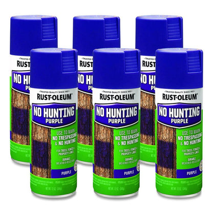 Specialty No Hunting Purple Spray Paint, Flat No Hunting Purple, 12 oz Aerosol Can, 6/Carton