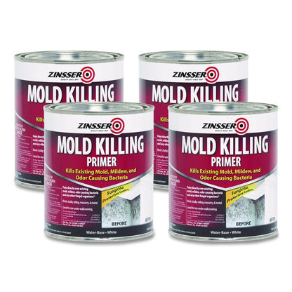 Mold Killing Primer, Flat White, 1 qt Bucket/Pail, 4/Carton